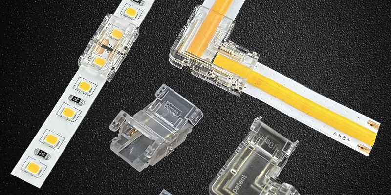 This is a picture of Strip to Strip Connectors and Corner Connectors for COB and SMD Strip