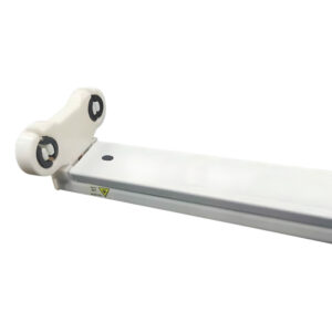 this image shows an open channel double t8 led fitting